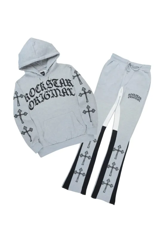 Michael Heather Grey/Black Hoodie/Stacked Flare Track Set sold by Rockstar Original