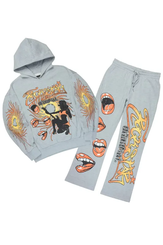 Rock n Roll Heather Grey Hoodie/Baggy Pant Track Set sold by Rockstar Original