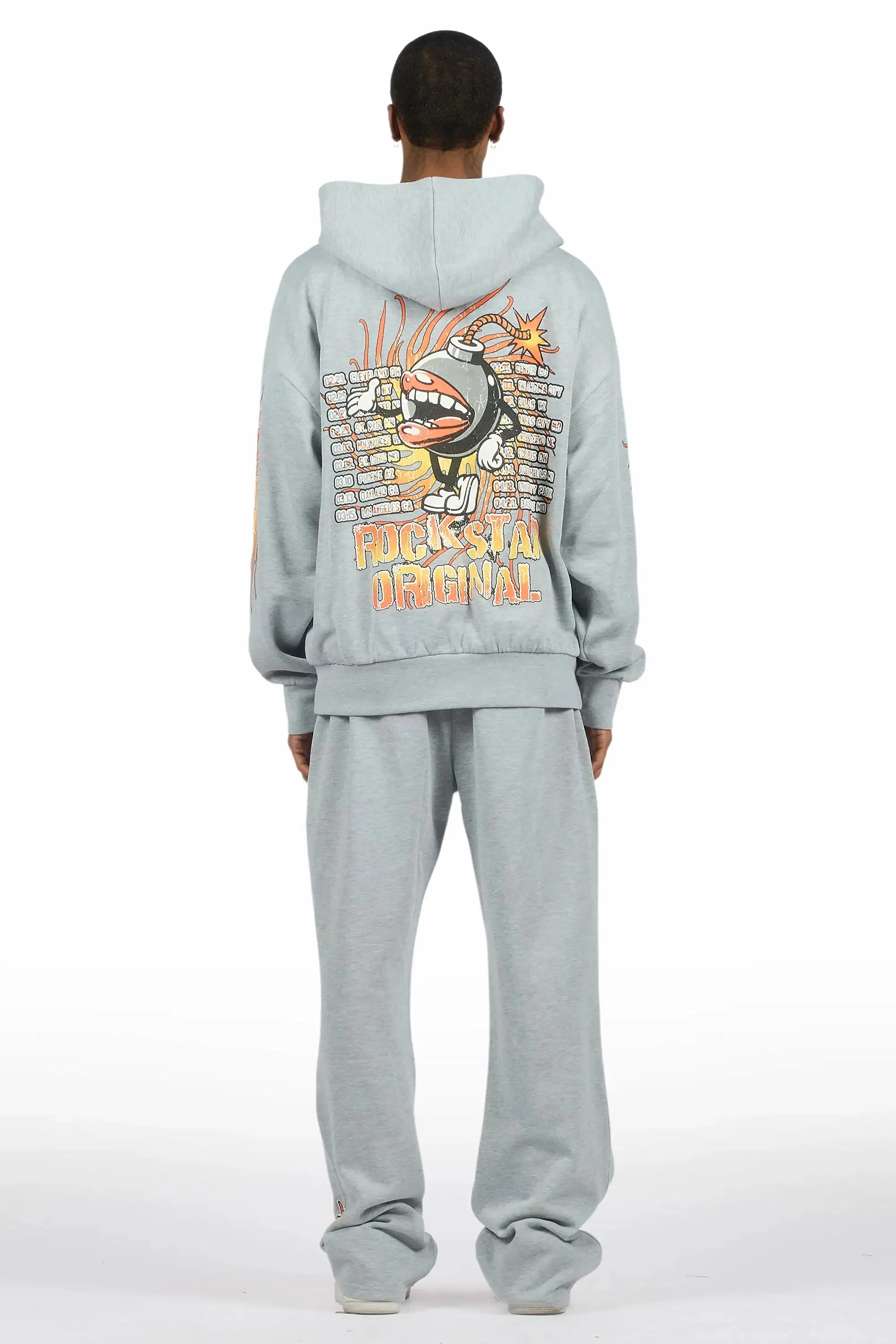 Rock n Roll Heather Grey Hoodie/Baggy Pant Track Set sold by Rockstar Original product image thumbnail 3