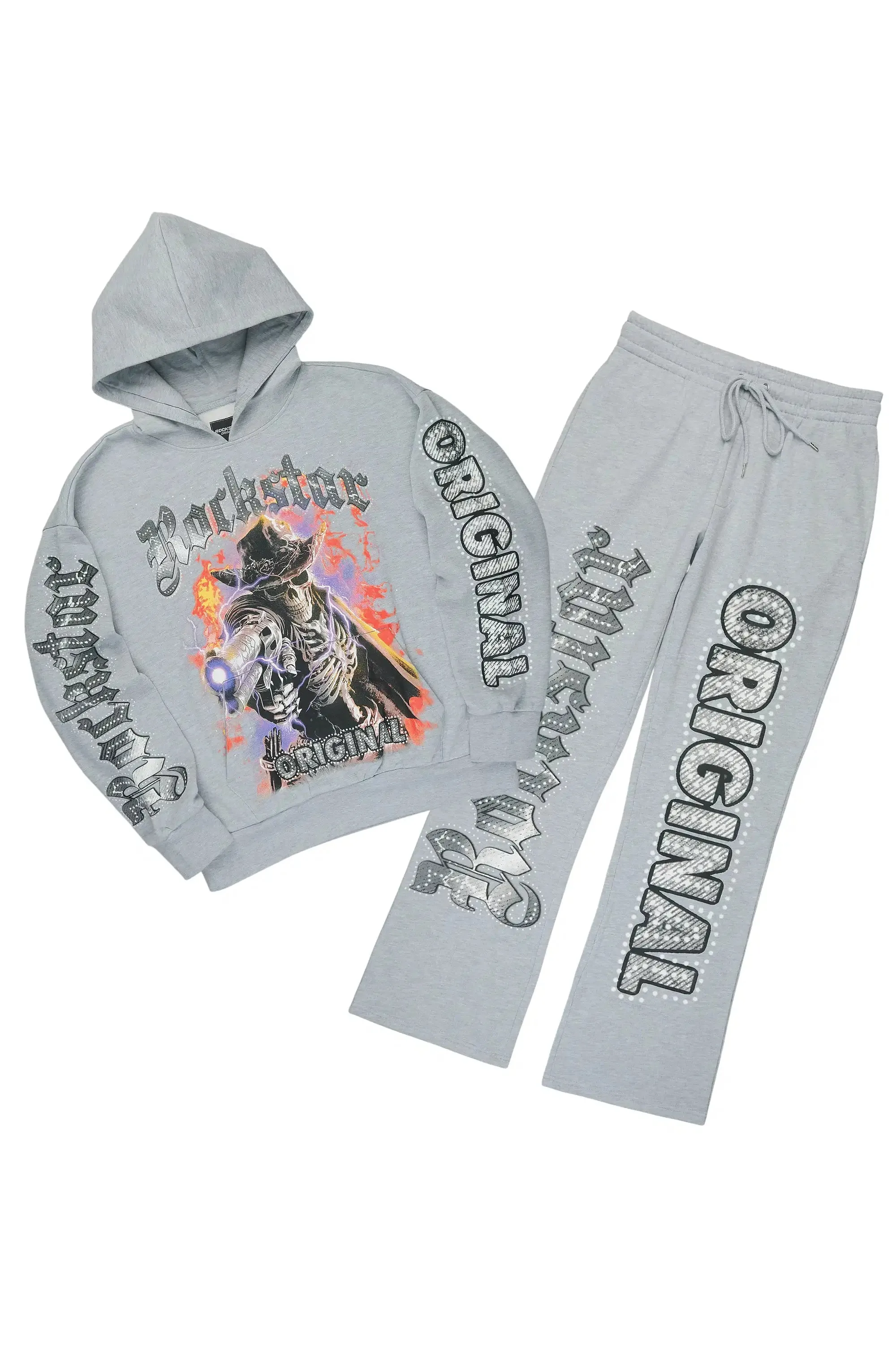 Krome Heather Grey Hoodie/Baggy Pant Track Set sold by Rockstar Original