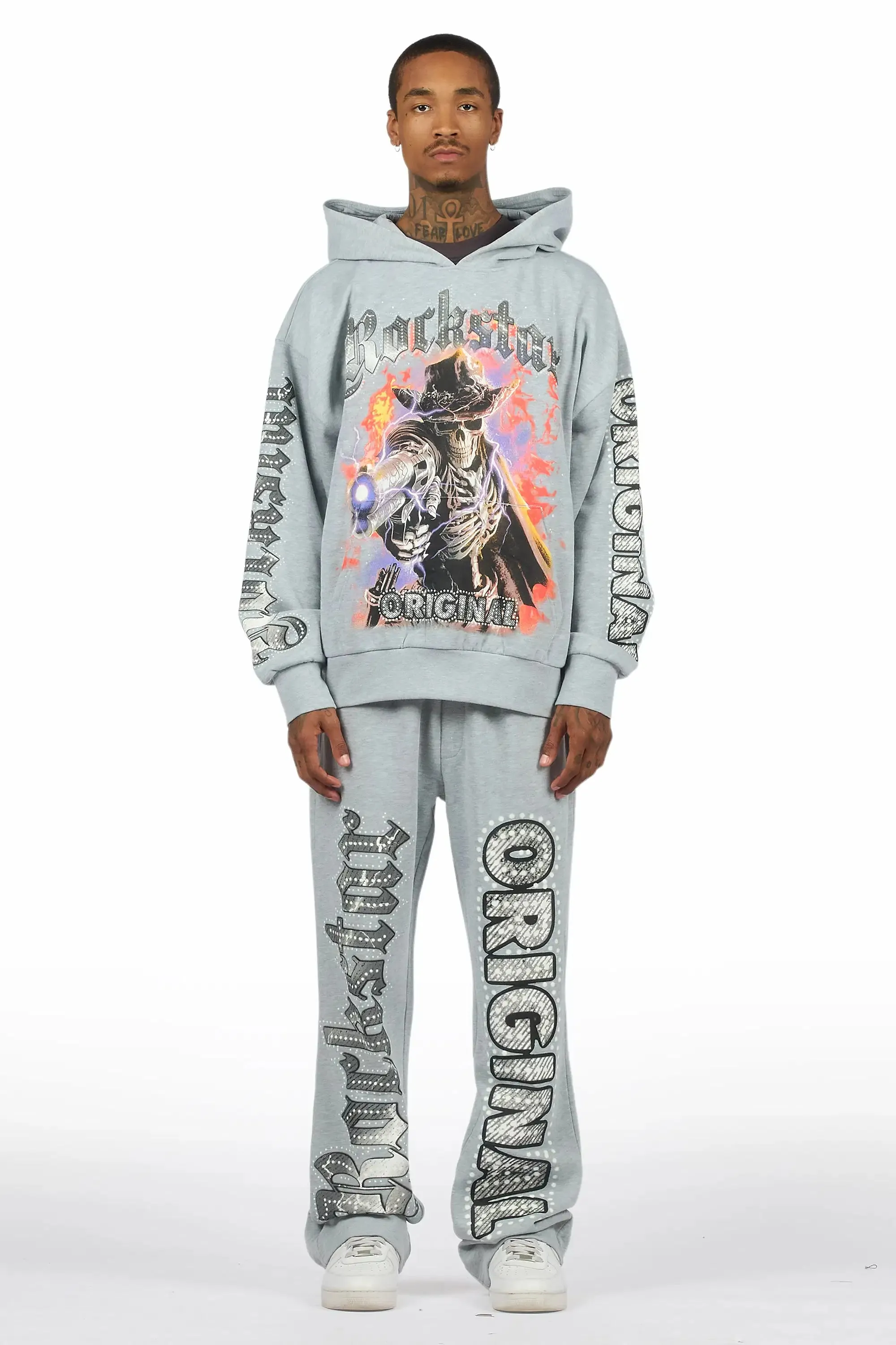 Krome Heather Grey Hoodie/Baggy Pant Track Set sold by Rockstar Original product image thumbnail 2