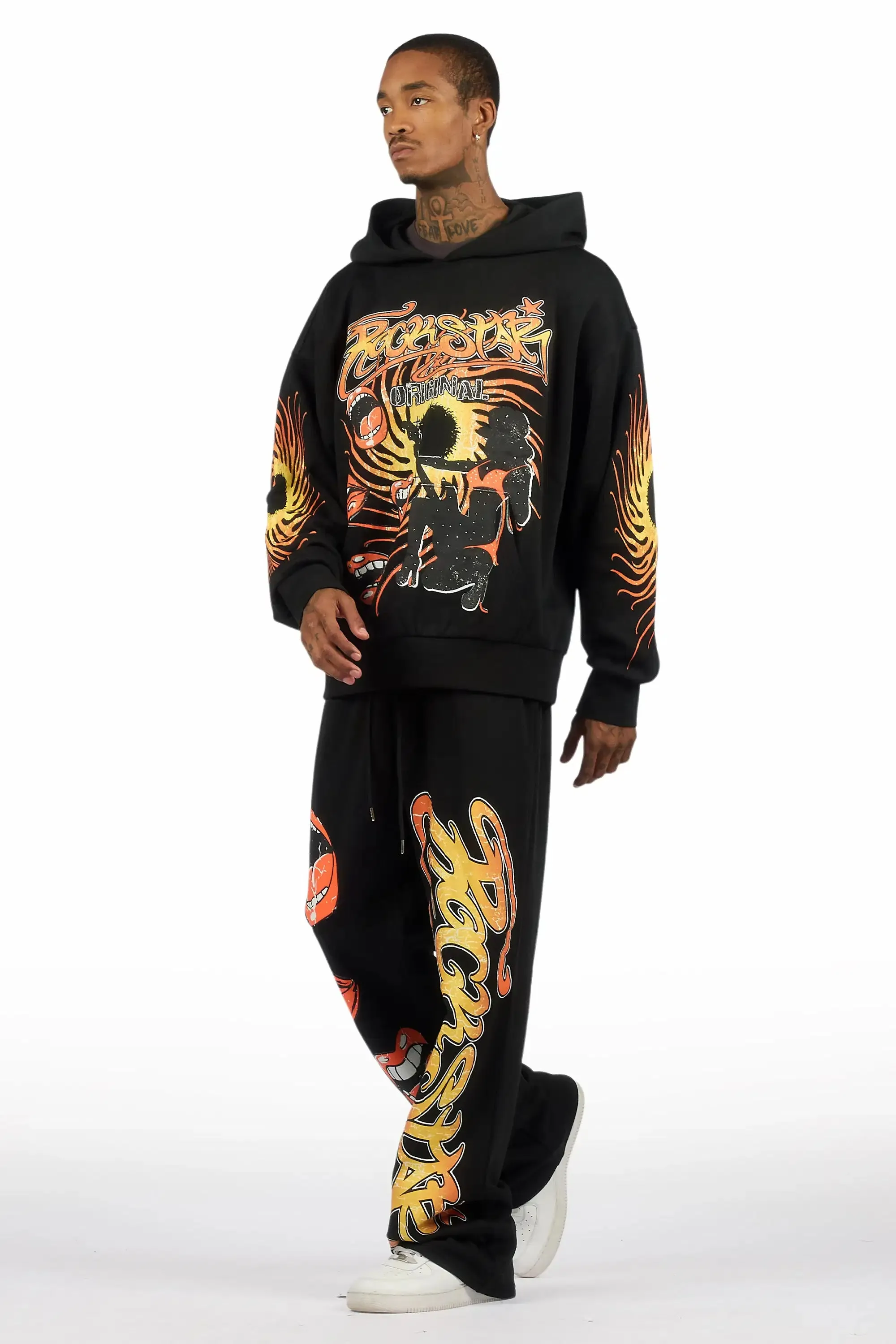 Rock n Roll Black Hoodie/Baggy Pant Track Set sold by Rockstar Original product image thumbnail 5