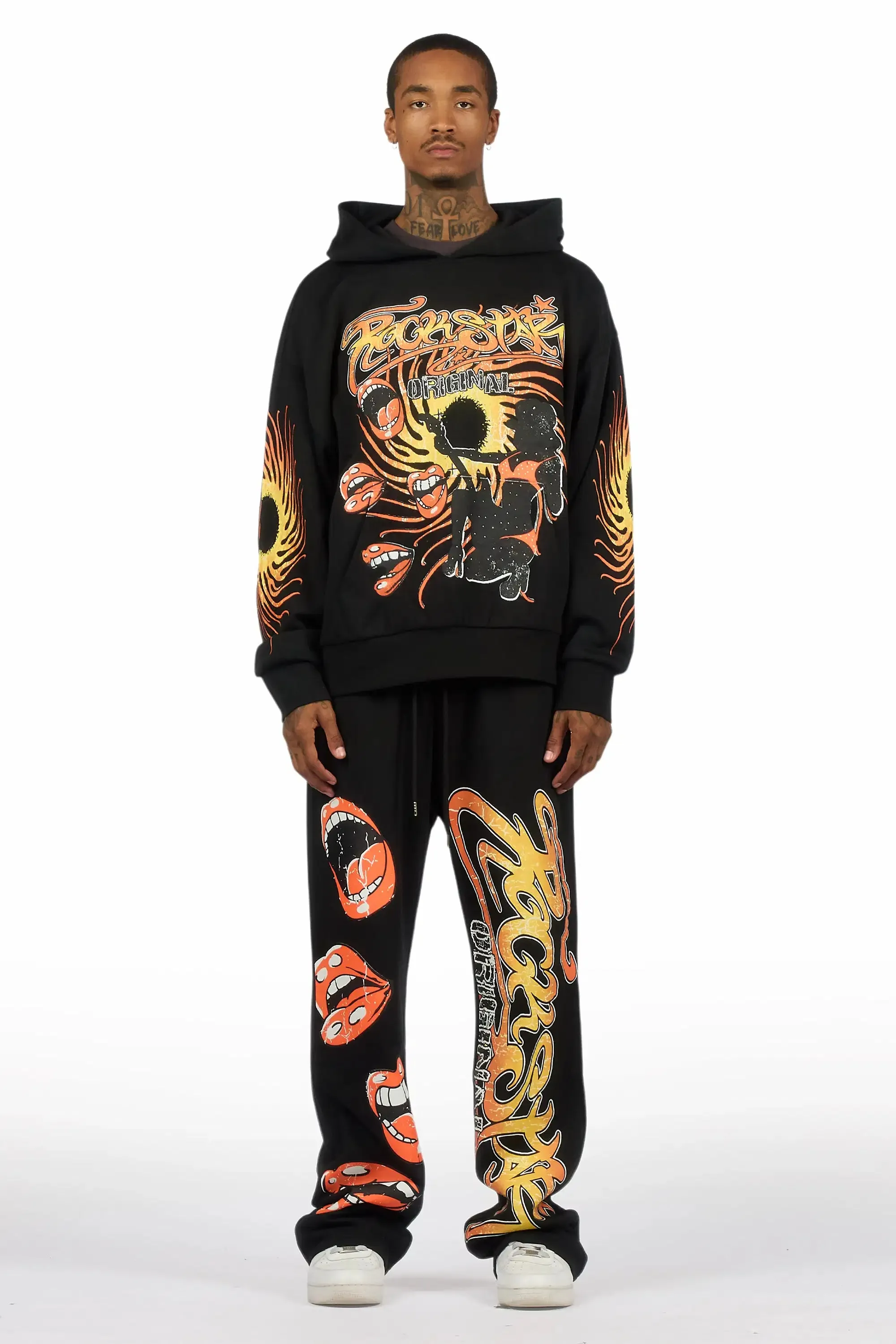 Rock n Roll Black Hoodie/Baggy Pant Track Set sold by Rockstar Original product image thumbnail 2