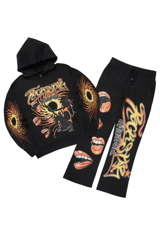 Rock n Roll Black Hoodie/Baggy Pant Track Set sold by Rockstar Original