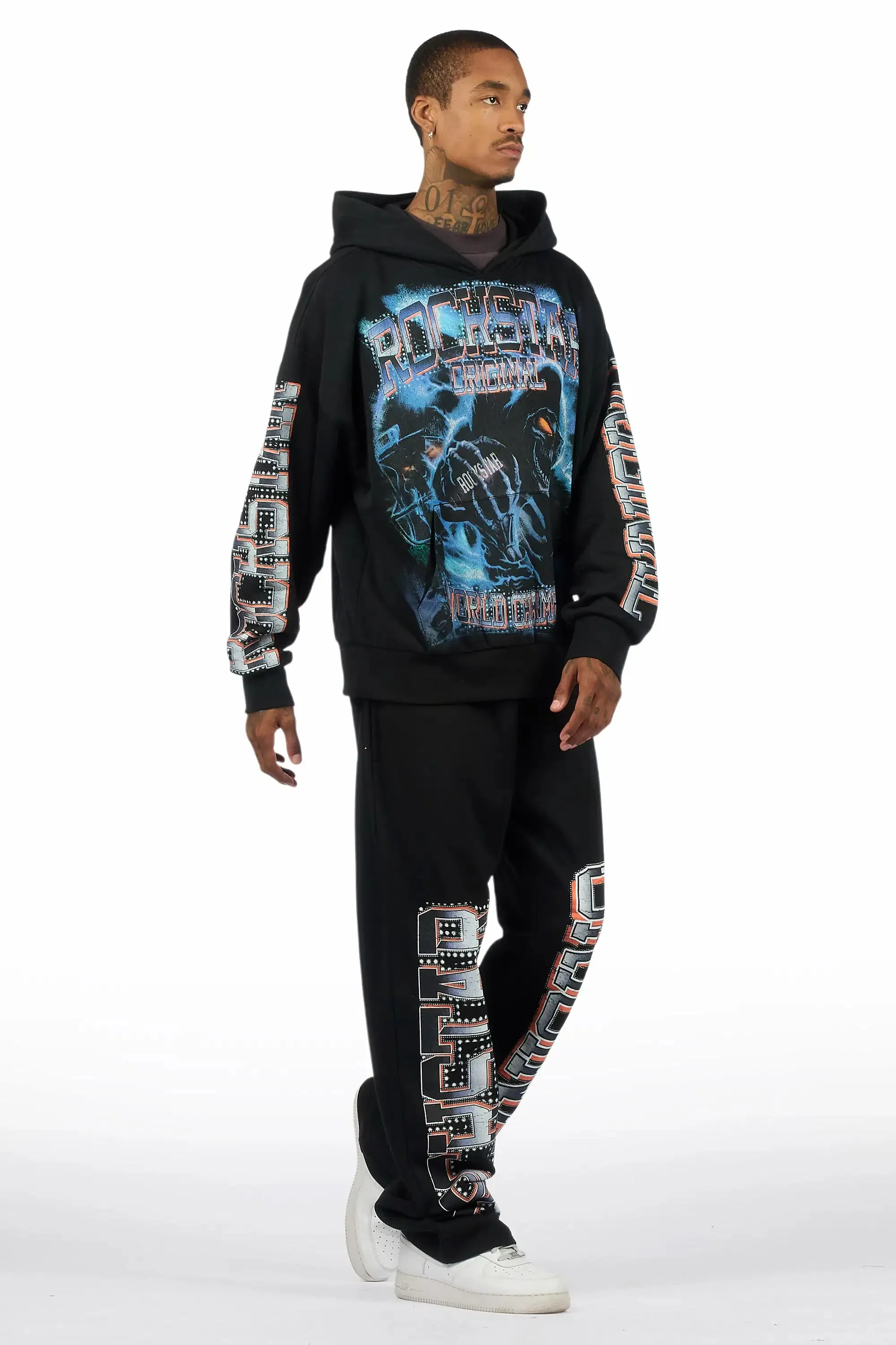 Kross Black Hoodie/Baggy Pant Track Set sold by Rockstar Original product image thumbnail 3