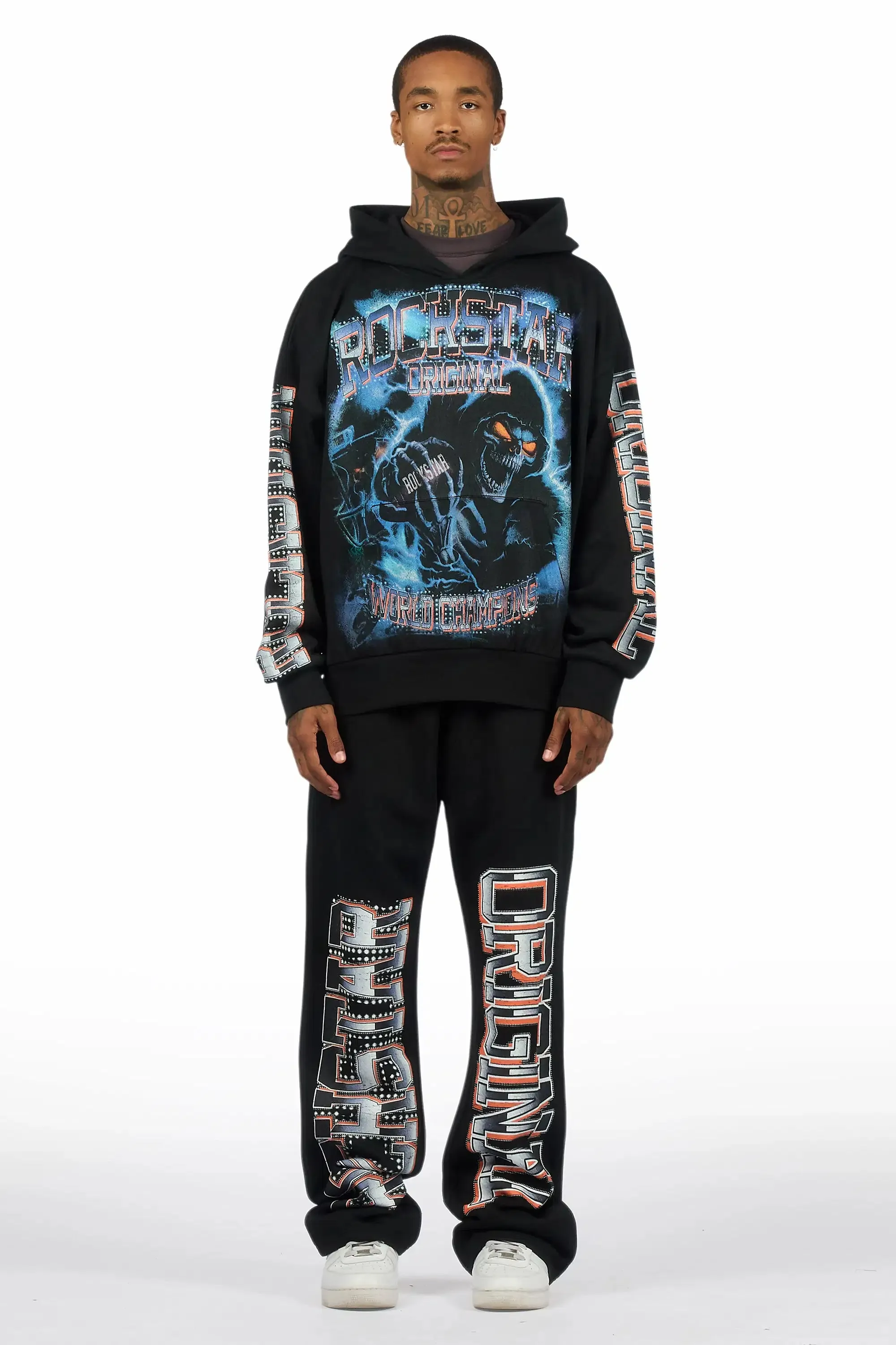 Kross Black Hoodie/Baggy Pant Track Set sold by Rockstar Original product image thumbnail 2