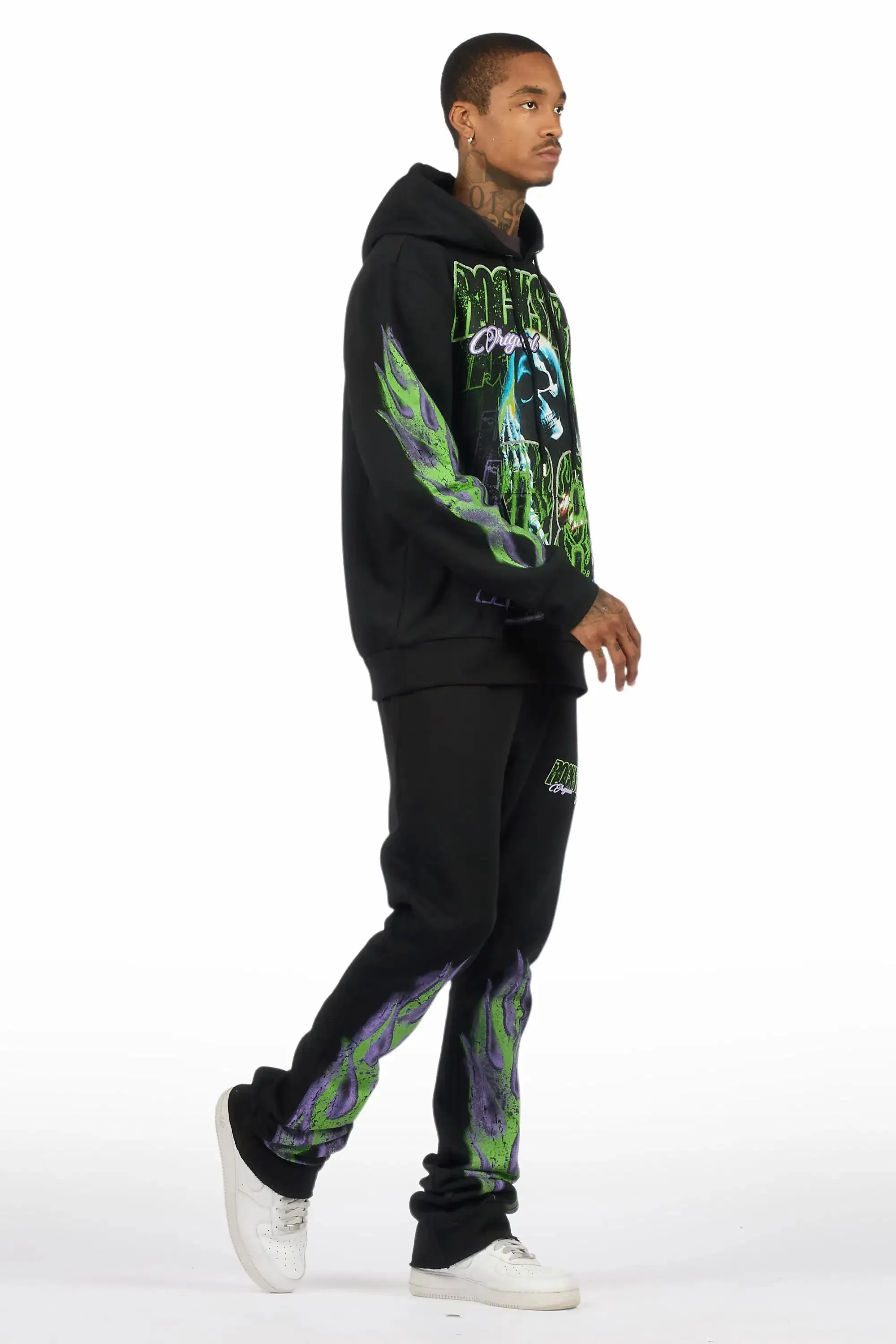 Kruz Black Hoodie/Stacked Pant Track Set sold by Rockstar Original product image thumbnail 3