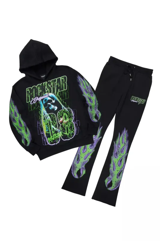 Kruz Black Hoodie/Stacked Pant Track Set sold by Rockstar Original