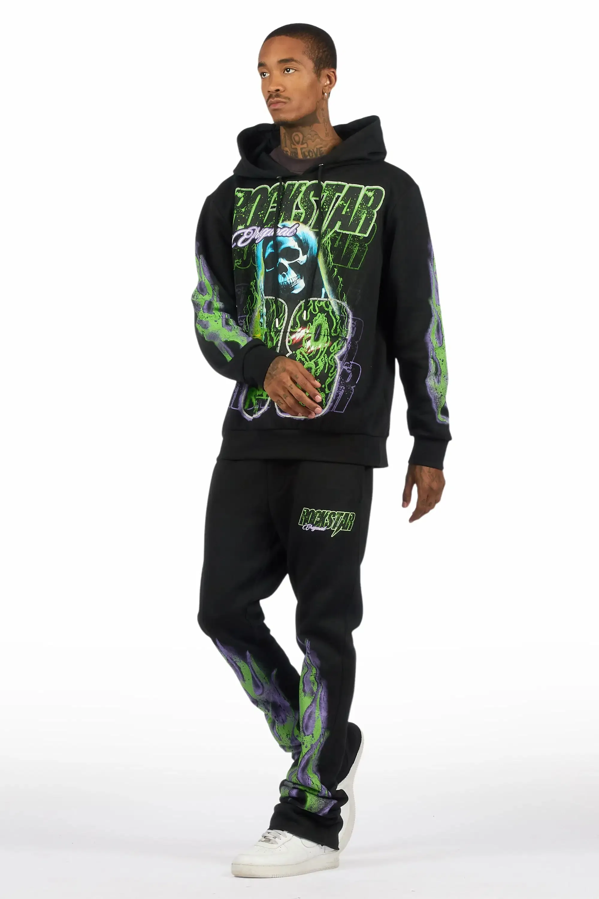 Kruz Black Hoodie/Stacked Pant Track Set sold by Rockstar Original product image thumbnail 5
