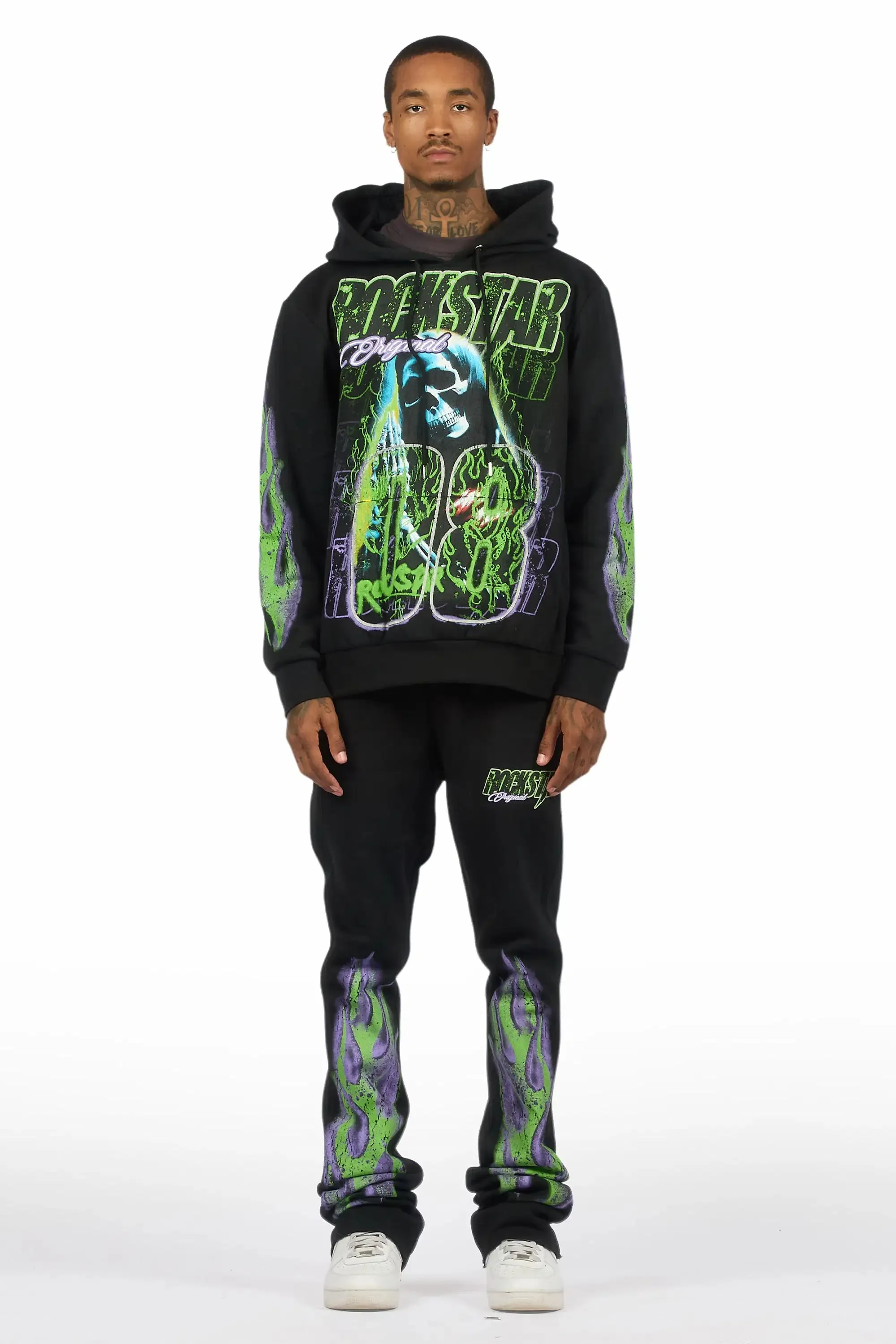 Kruz Black Hoodie/Stacked Pant Track Set sold by Rockstar Original product image thumbnail 2