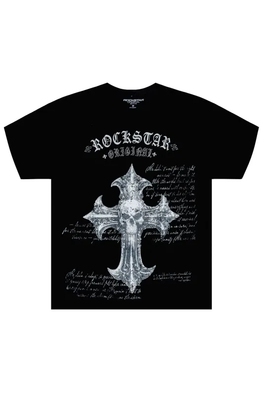 Bowman Black Oversized Graphic T-Shirt made by Rockstar Original