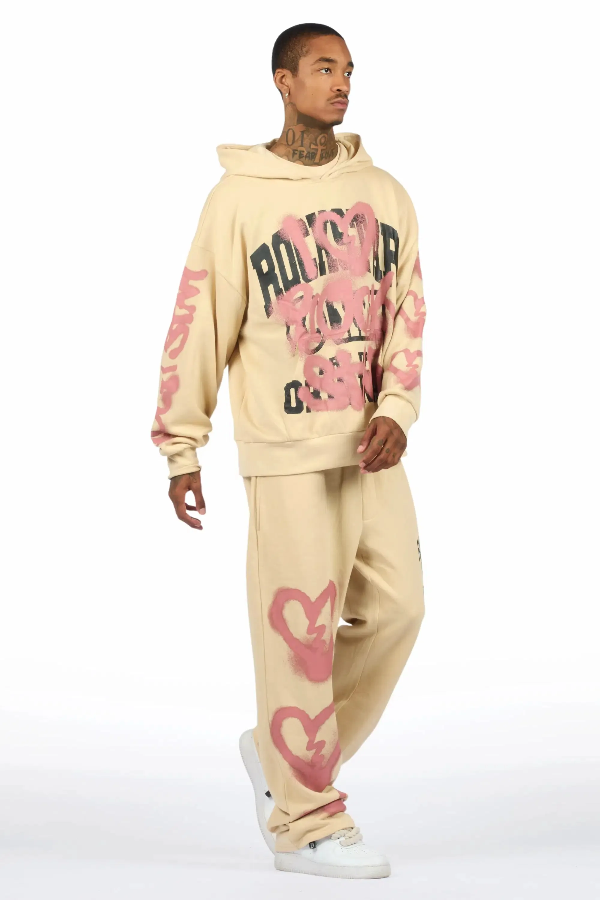 Loverdose Beige Hoodie/Baggy Pant Track Set sold by Rockstar Original product image thumbnail 4