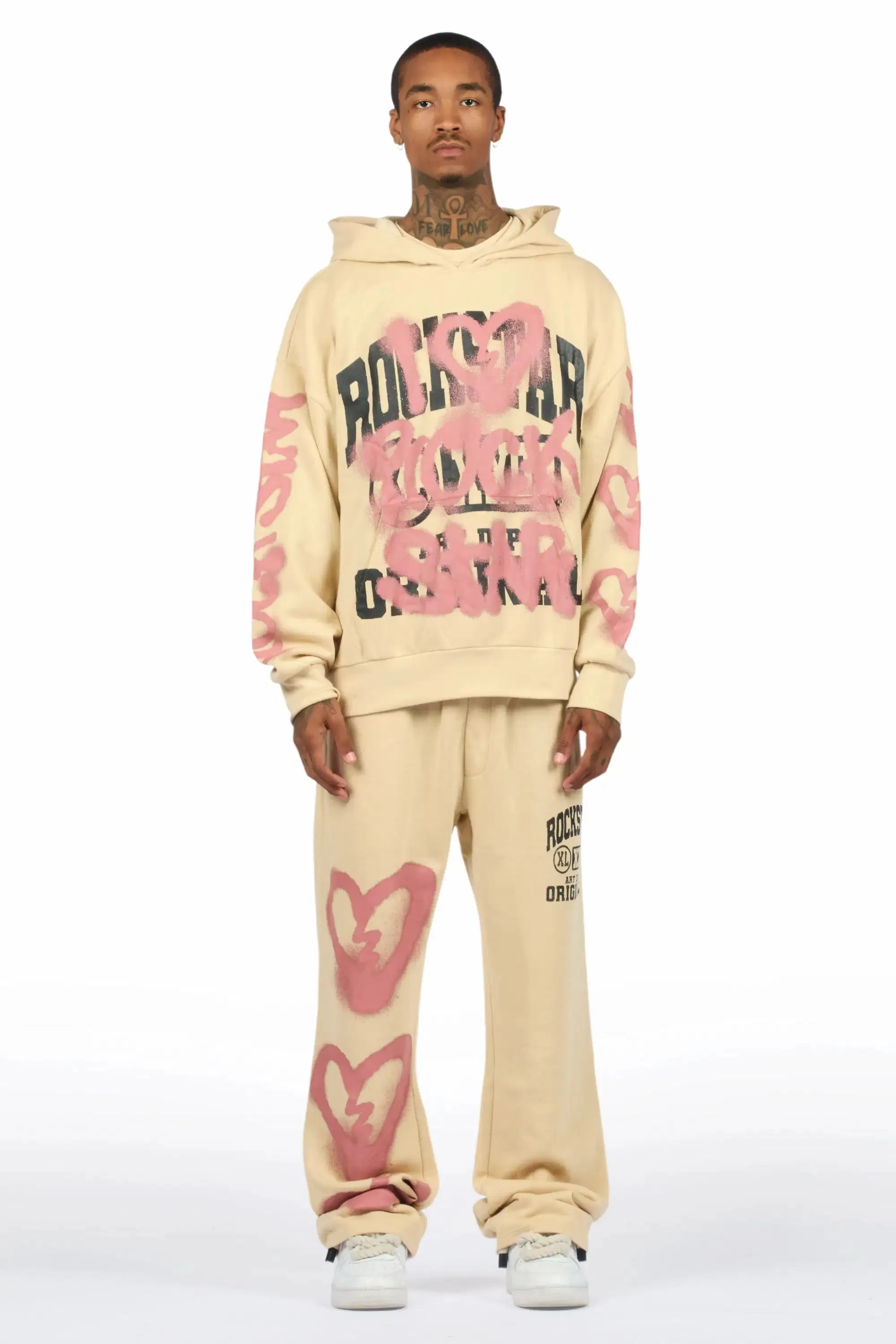 Loverdose Beige Hoodie/Baggy Pant Track Set sold by Rockstar Original product image thumbnail 2