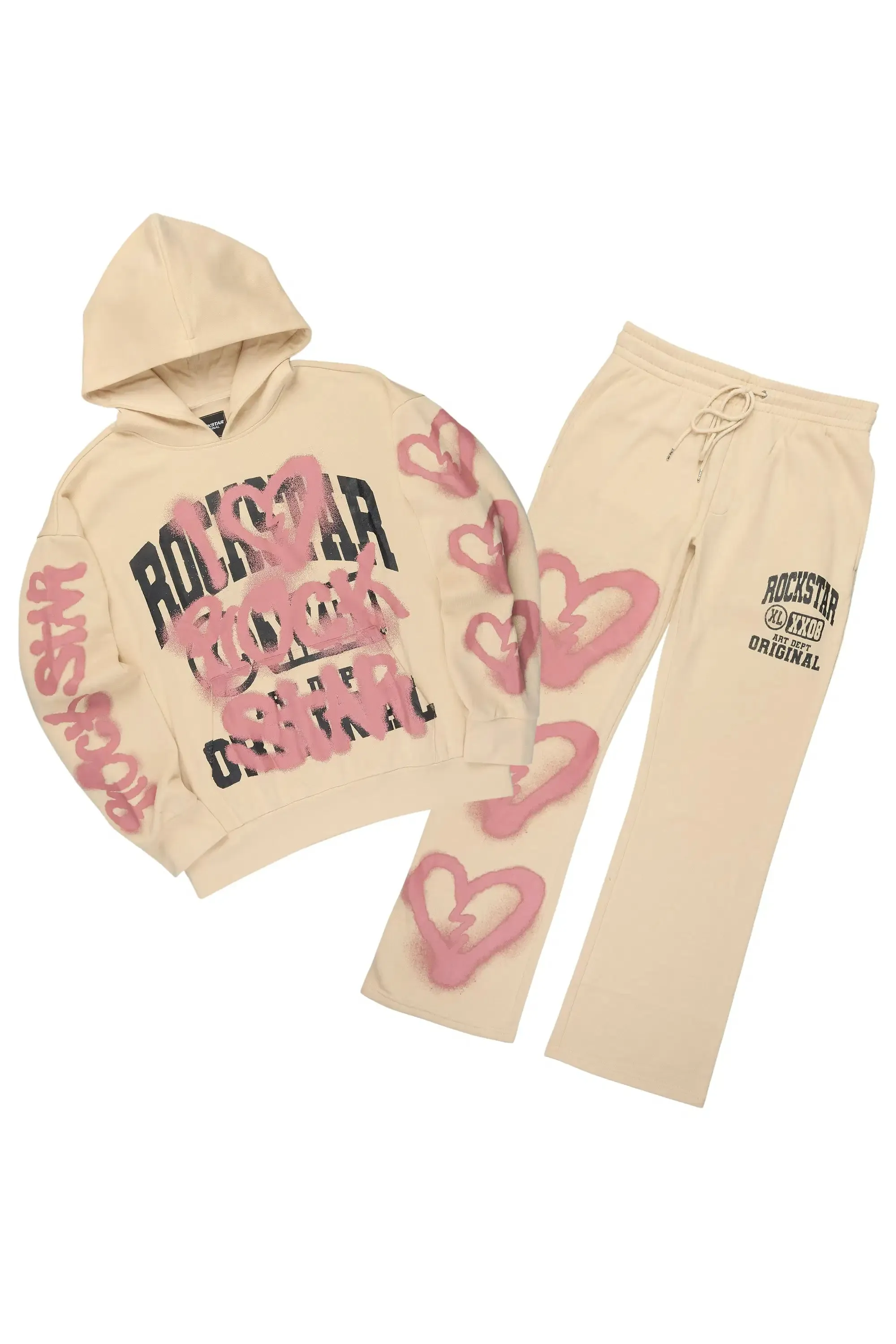 Loverdose Beige Hoodie/Baggy Pant Track Set sold by Rockstar Original
