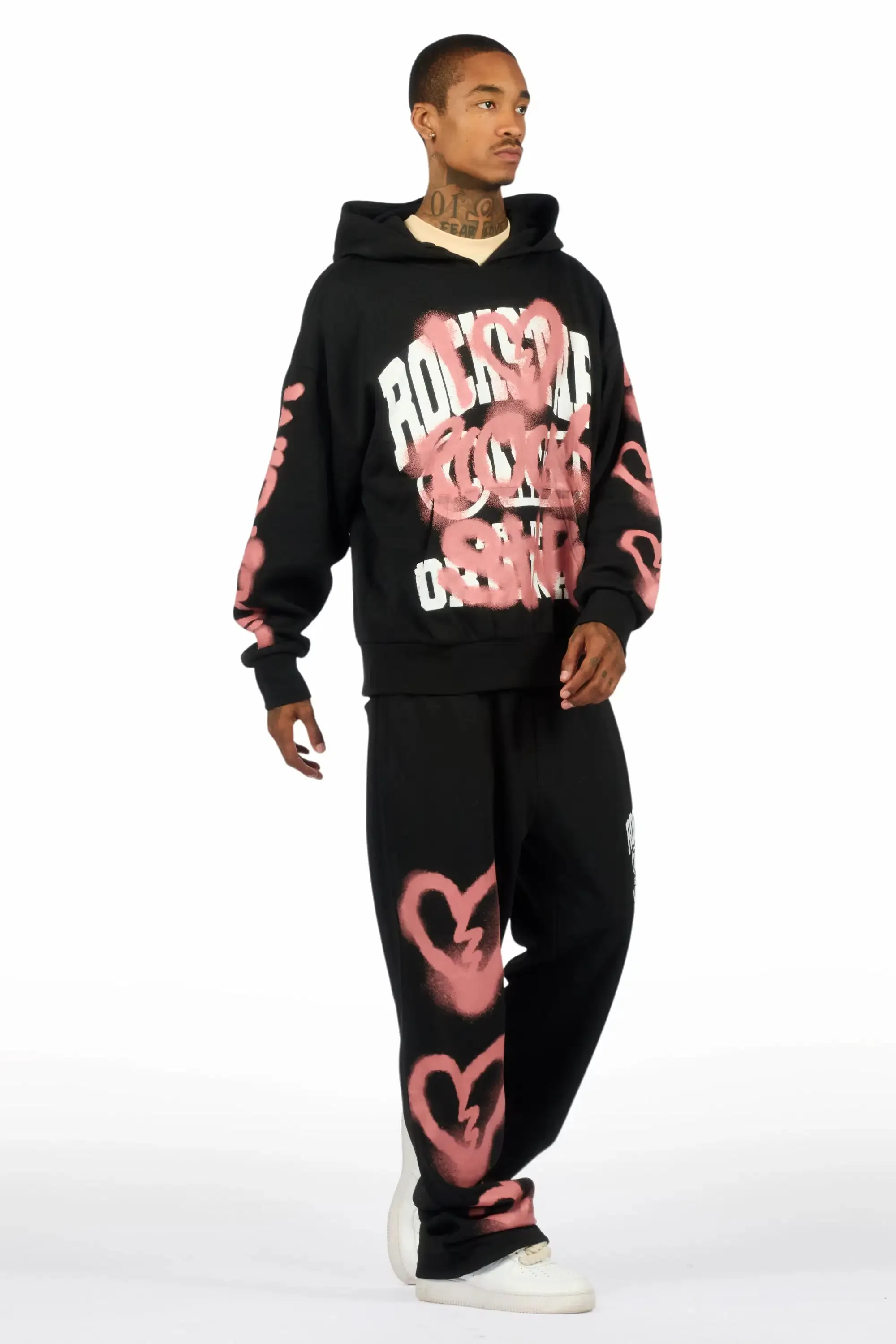 Loverdose Black Hoodie/Baggy Pant Track Set sold by Rockstar Original product image thumbnail 4