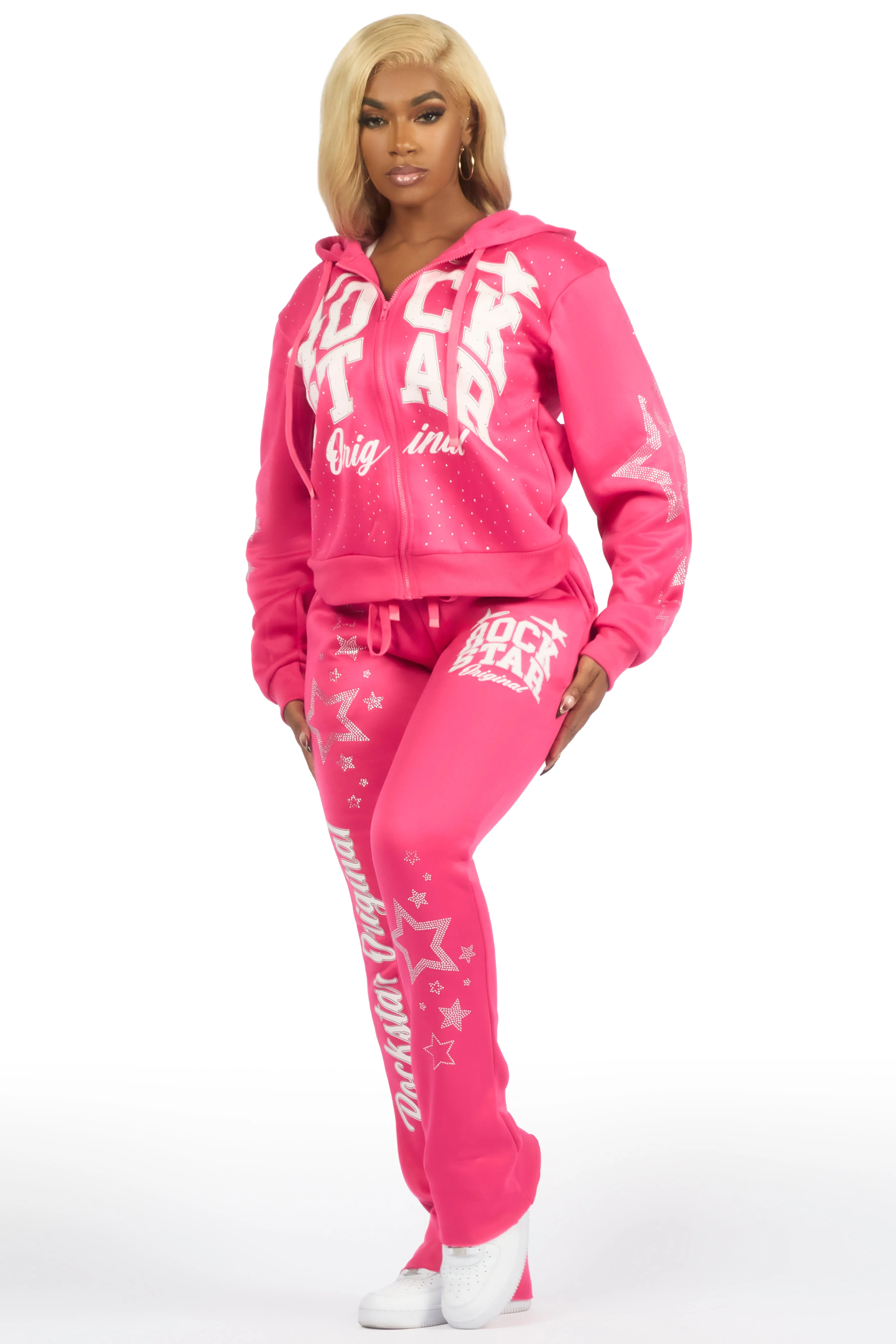 Flaveya Hot Pink Rhinestone Stacked Track Set sold by Rockstar Original product image thumbnail 3