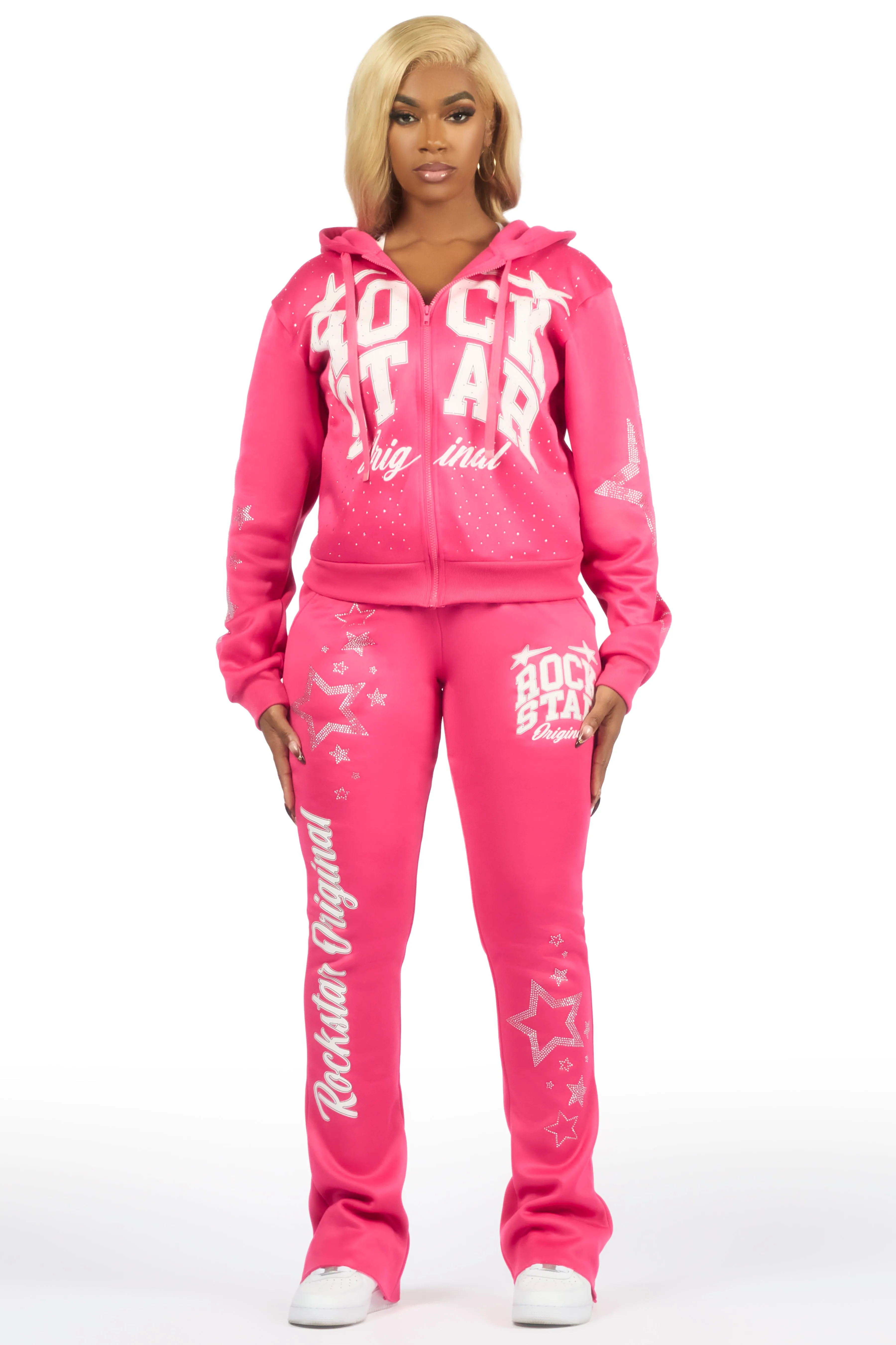 Flaveya Hot Pink Rhinestone Stacked Track Set sold by Rockstar Original