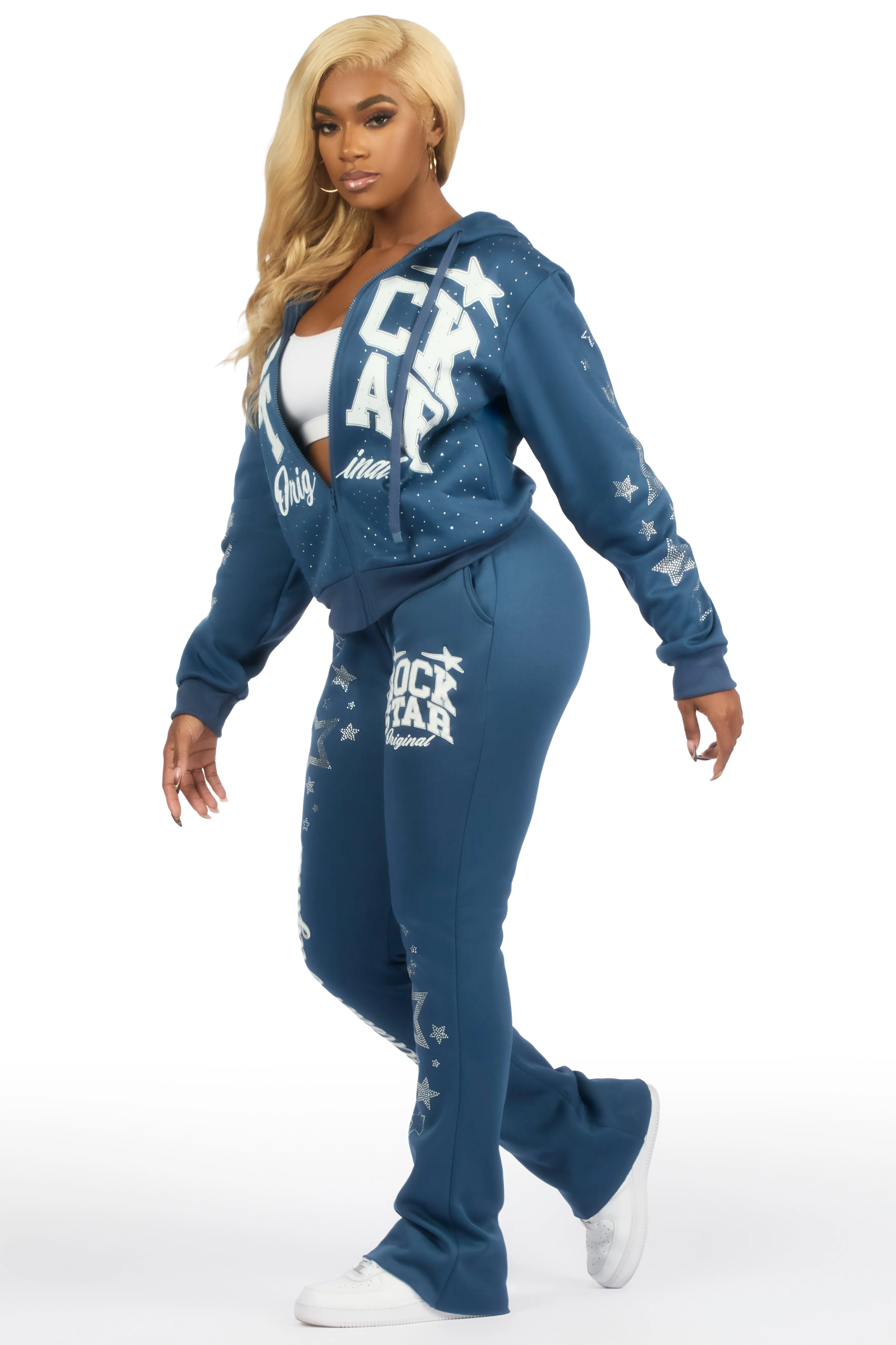 Flaveya Navy Rhinestone Stacked Track Set sold by Rockstar Original product image thumbnail 4