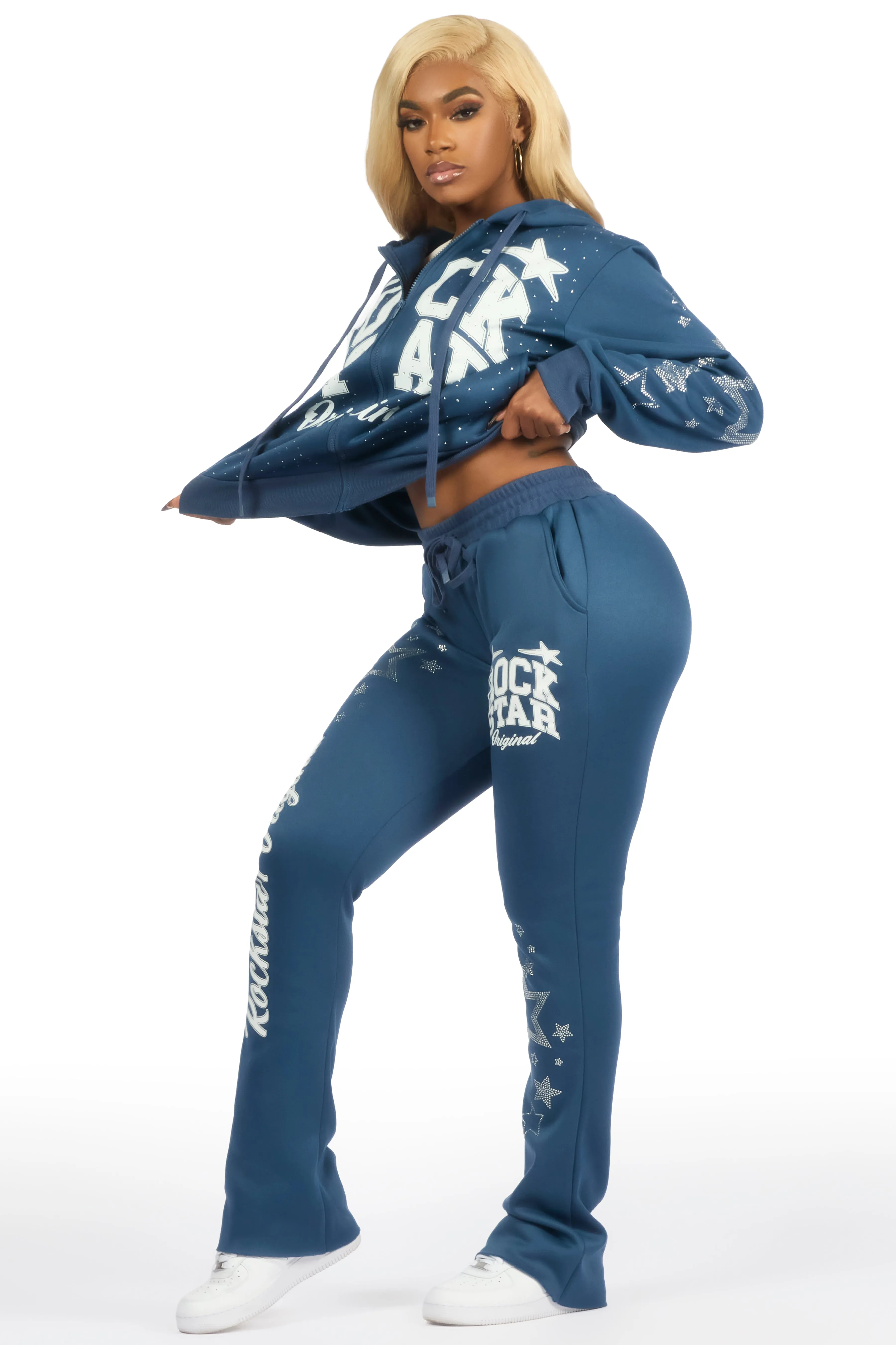 Flaveya Navy Rhinestone Stacked Track Set sold by Rockstar Original product image thumbnail 3