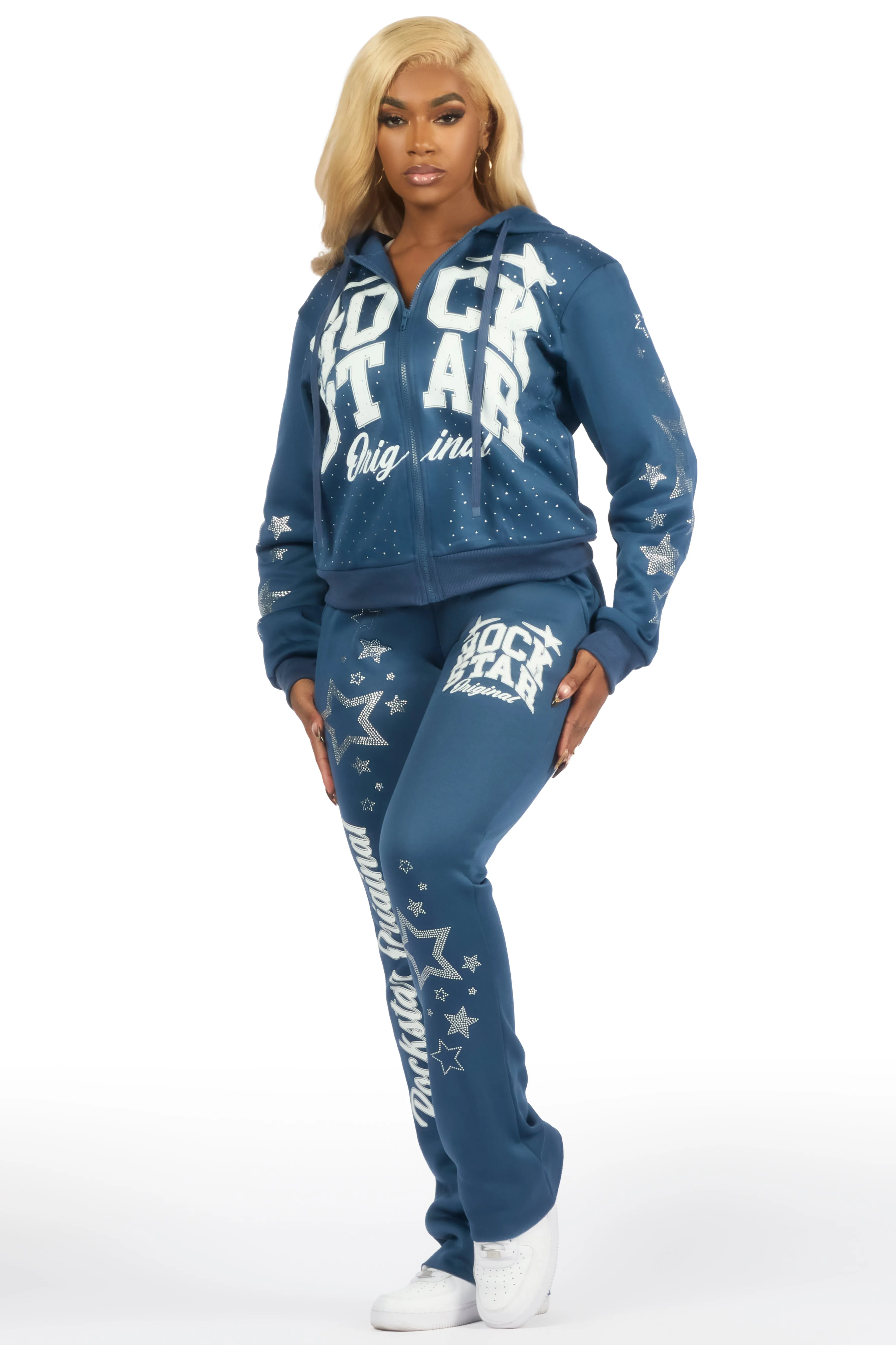 Flaveya Navy Rhinestone Stacked Track Set sold by Rockstar Original product image thumbnail 2