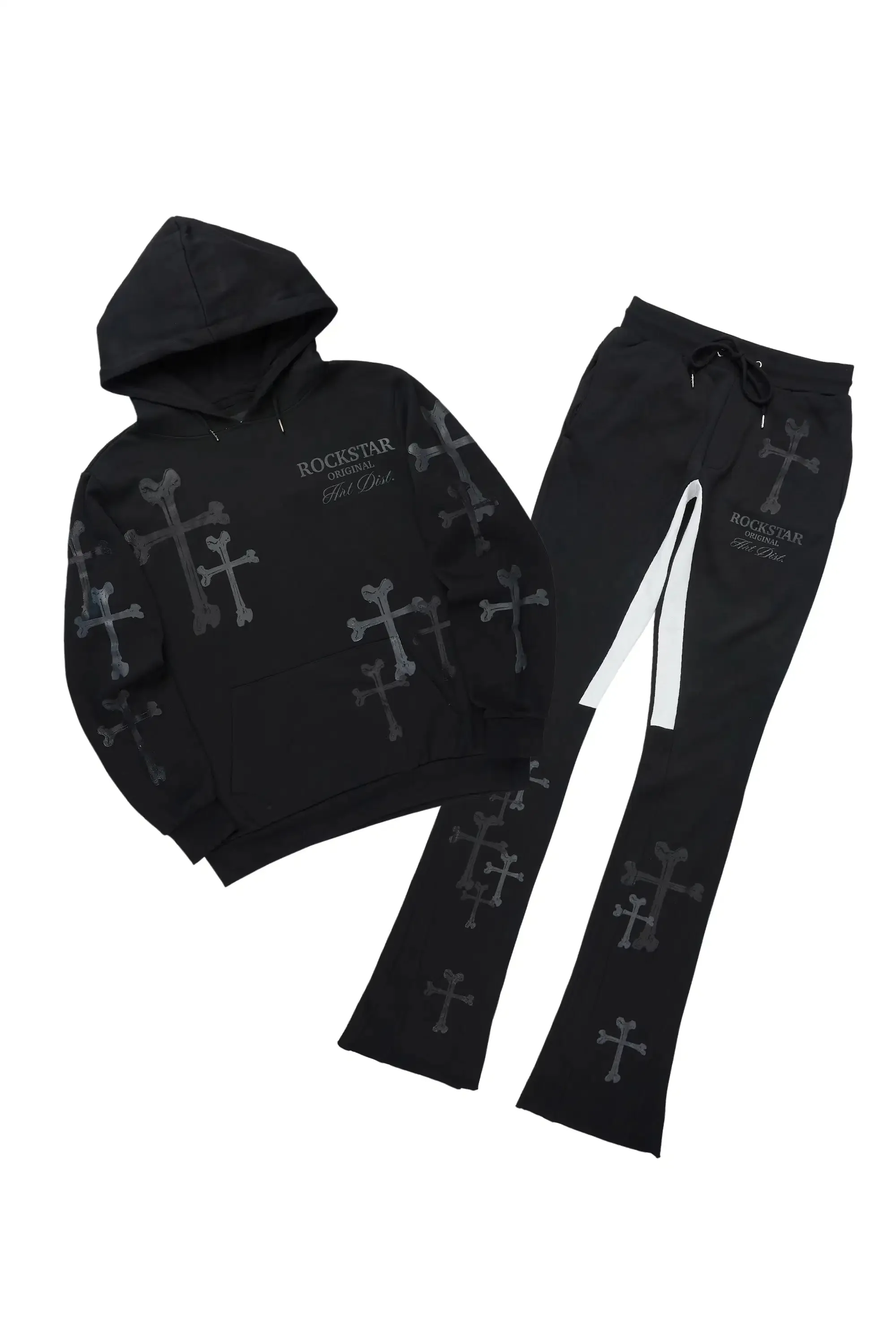 Olivier Black Hoodie/Stacked Flare Track Set sold by Rockstar Original