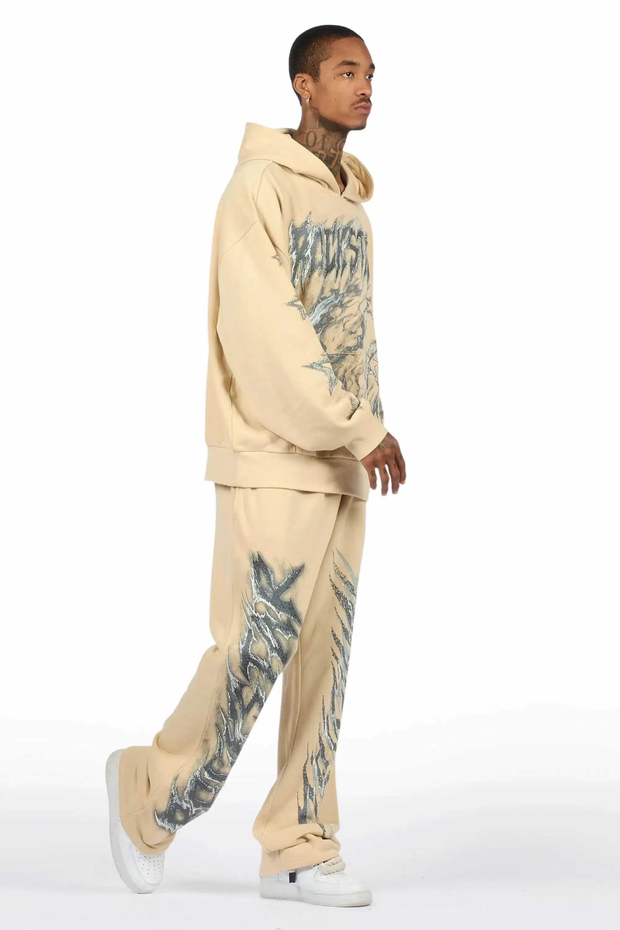 Jantra Beige Hoodie/Baggy Pant Track Set sold by Rockstar Original product image thumbnail 3