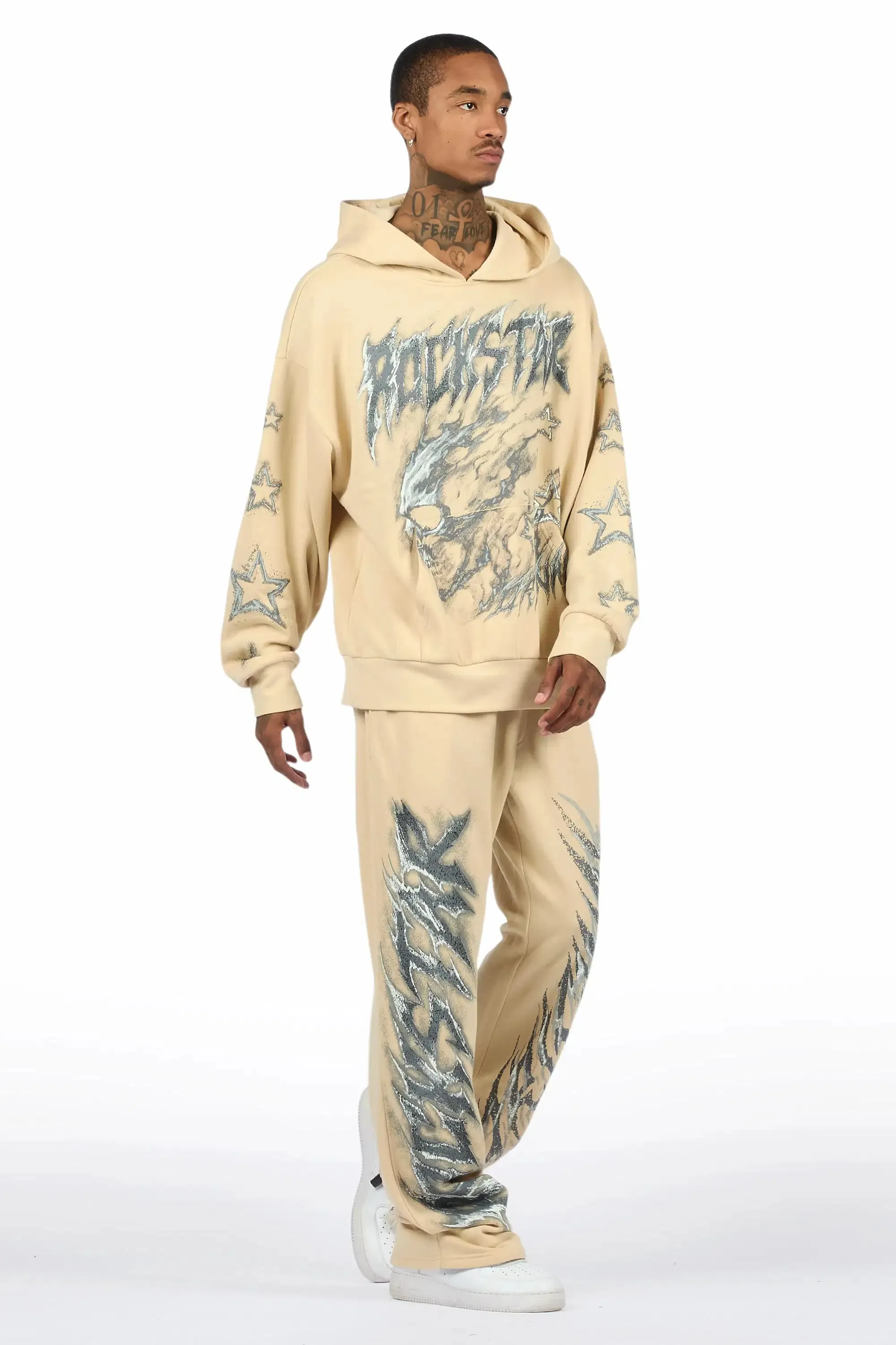 Jantra Beige Hoodie/Baggy Pant Track Set sold by Rockstar Original product image thumbnail 4