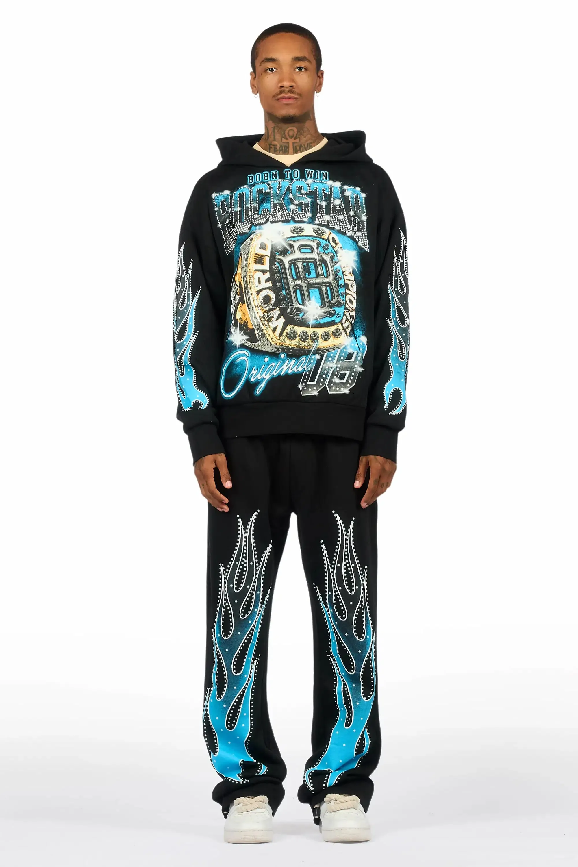 Glans Black Hoodie/Baggy Pant Track Set sold by Rockstar Original product image thumbnail 2