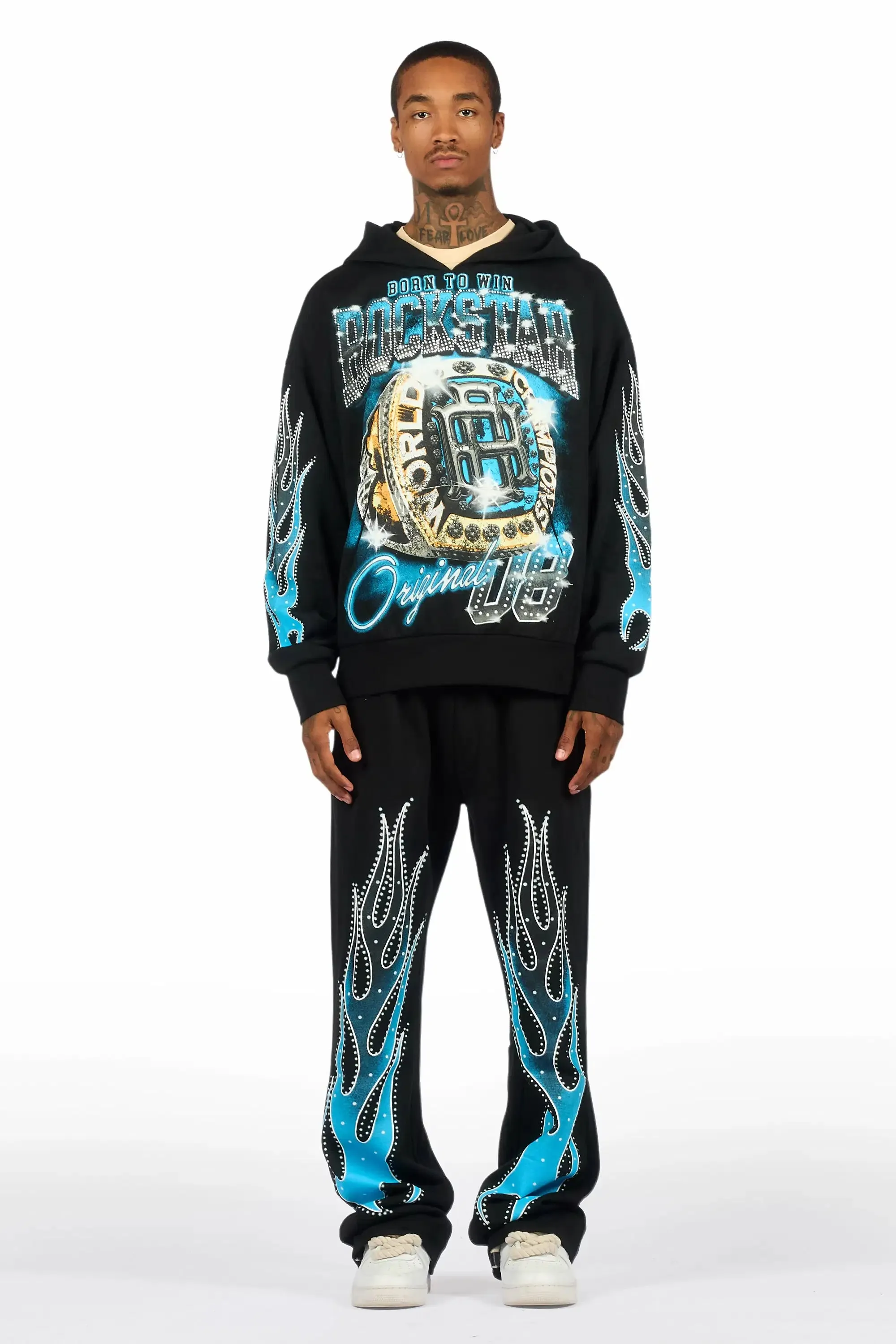 Glans Black Hoodie/Baggy Pant Track Set sold by Rockstar Original product image thumbnail 3