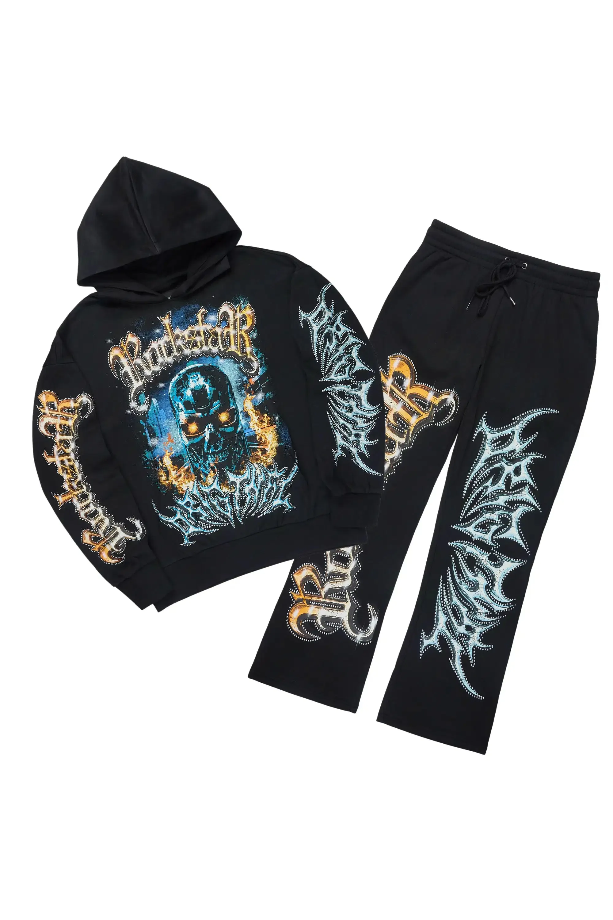 Mesin Black Hoodie/Baggy Pant Track Set sold by Rockstar Original