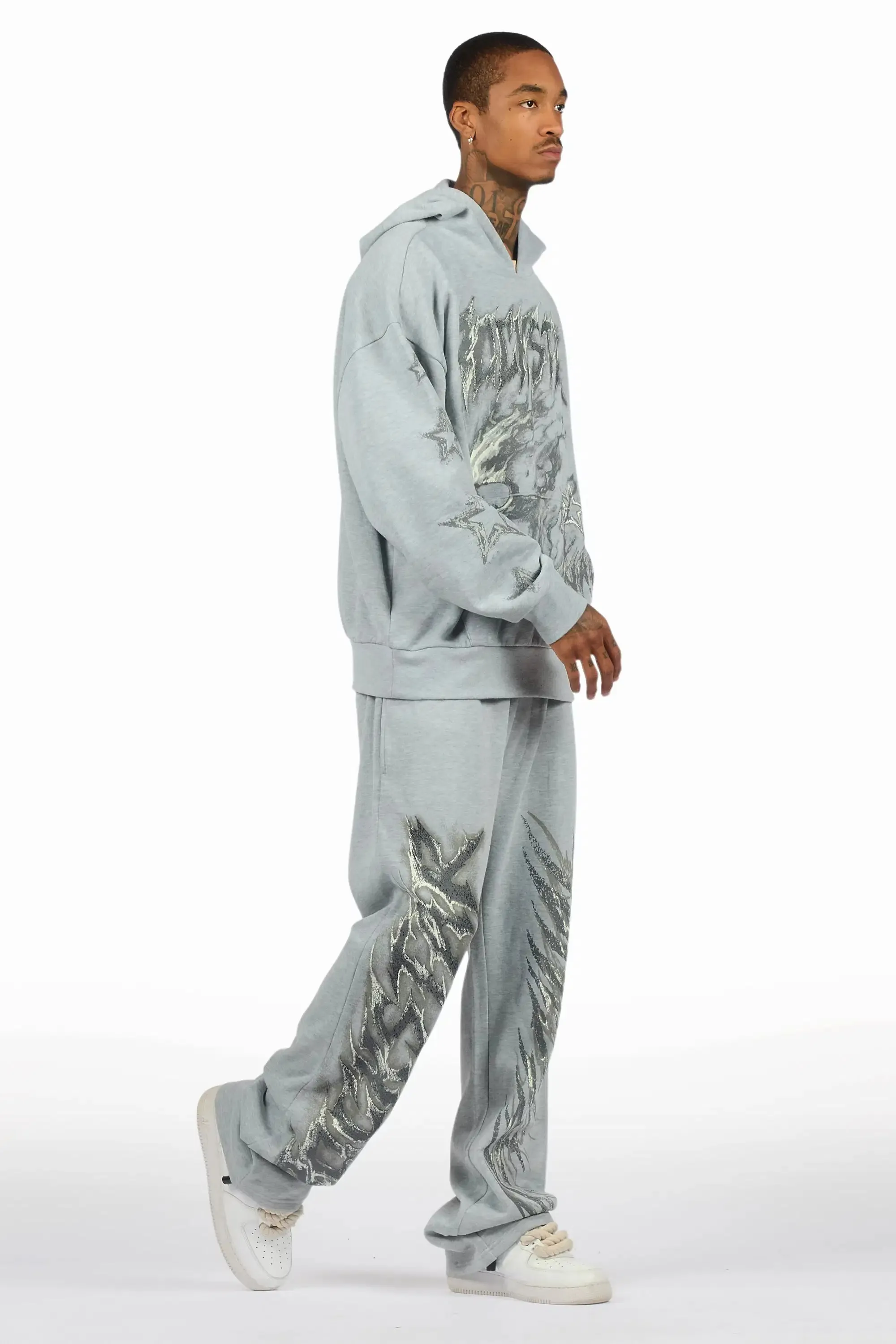 Jantra Heather Grey Hoodie/Baggy Pant Track Set sold by Rockstar Original product image thumbnail 3