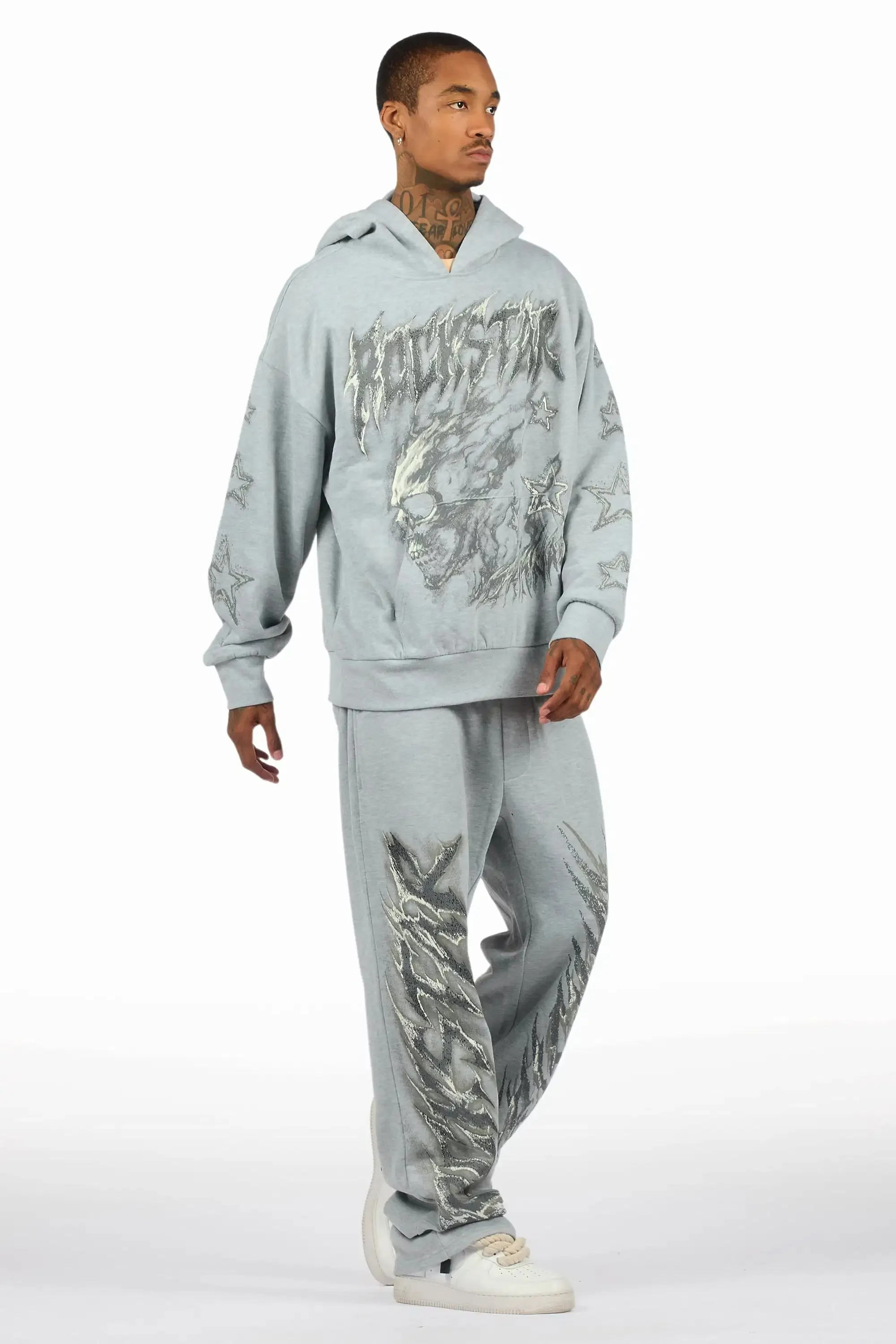 Jantra Heather Grey Hoodie/Baggy Pant Track Set sold by Rockstar Original product image thumbnail 4