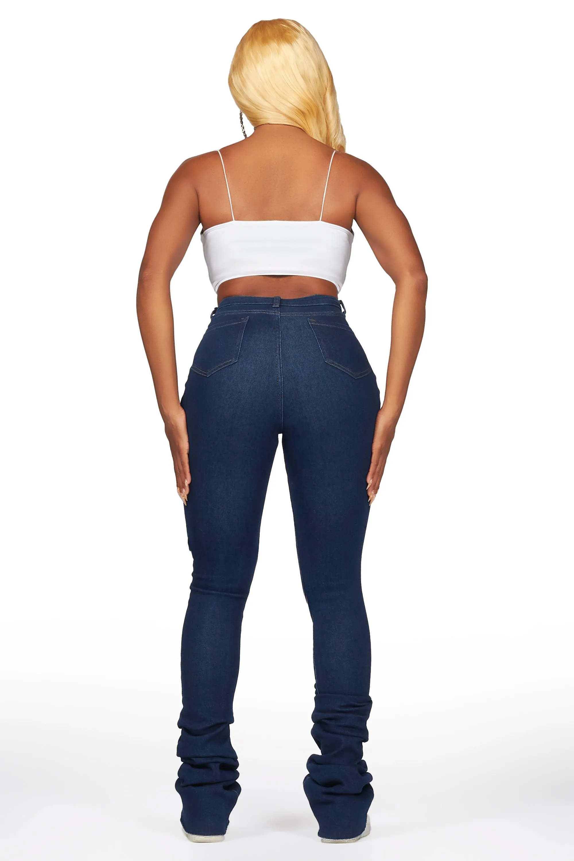 Nadine Dark Wash Distressed Super Stacked Jean sold by Rockstar Original product image thumbnail 5