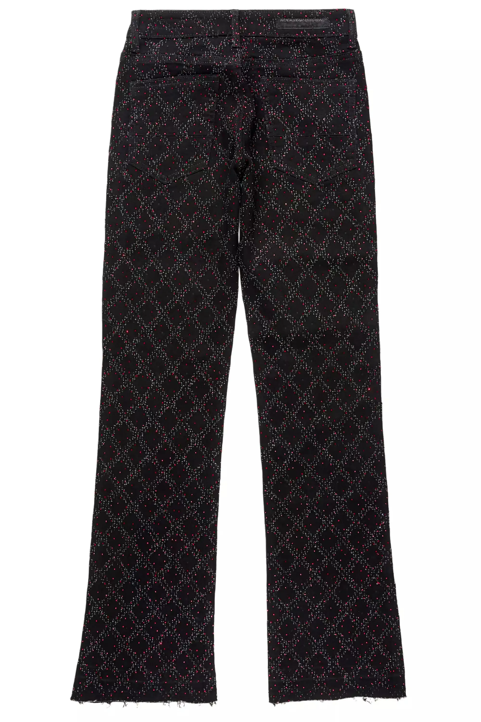 Sareka Black/Red Rhinestone Stacked Flare Jean sold by Rockstar Original product image thumbnail 4
