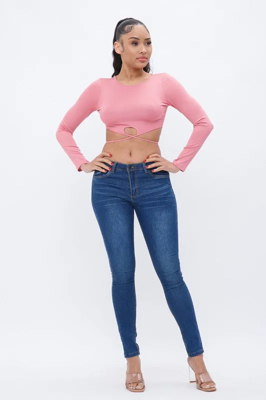 Lalinda Pink Tie Back Long Sleeve Top sold by Rockstar Original product image thumbnail 3