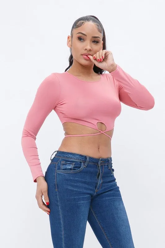 Lalinda Pink Tie Back Long Sleeve Top sold by Rockstar Original product image thumbnail 2