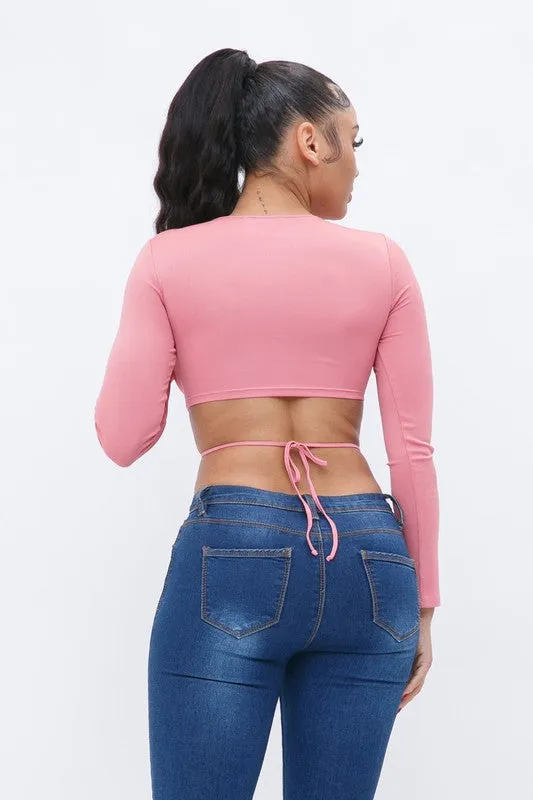Lalinda Pink Tie Back Long Sleeve Top sold by Rockstar Original product image thumbnail 4