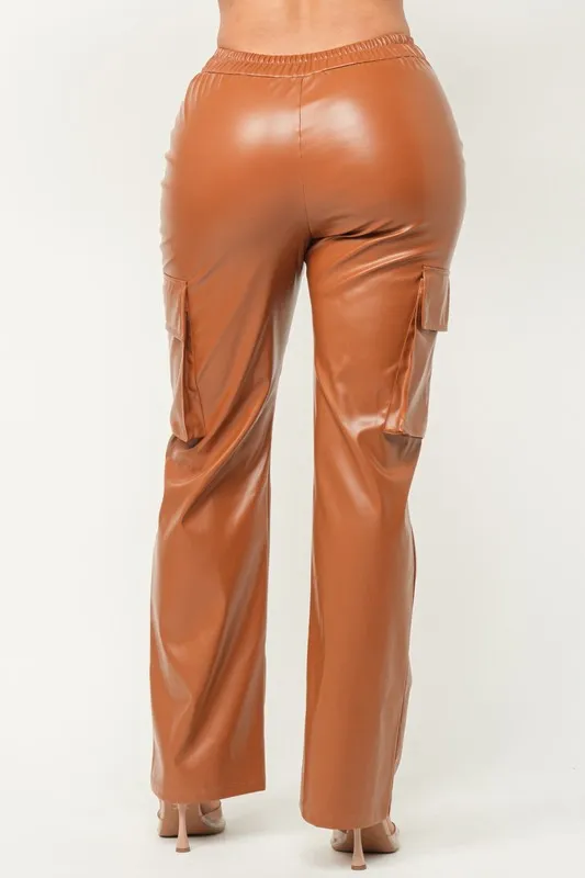 Sada Brown Faux Leather Flare Pant sold by Rockstar Original product image thumbnail 4