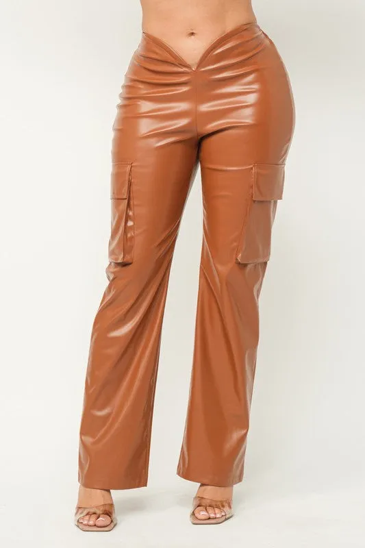 Sada Brown Faux Leather Flare Pant sold by Rockstar Original