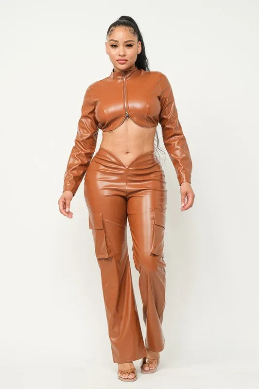 Sada Brown Faux Leather Flare Pant sold by Rockstar Original product image thumbnail 3