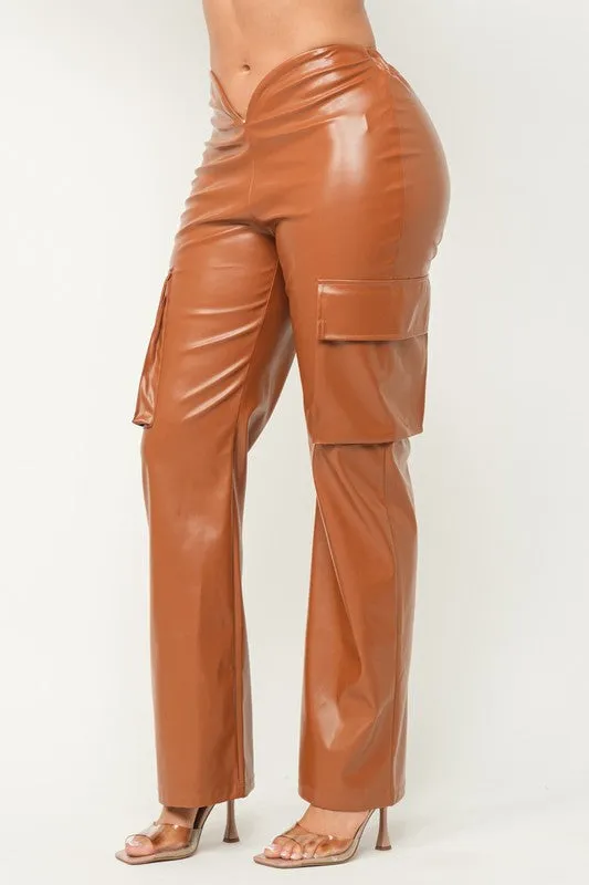 Sada Brown Faux Leather Flare Pant sold by Rockstar Original product image thumbnail 2