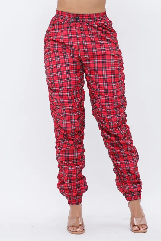Pheyella Red Plaid Nylon Pant sold by Rockstar Original