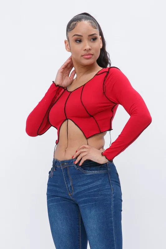 Kendell Red Long Sleeve Top sold by Rockstar Original product image thumbnail 2
