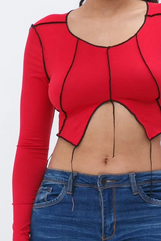 Kendell Red Long Sleeve Top sold by Rockstar Original product image thumbnail 5