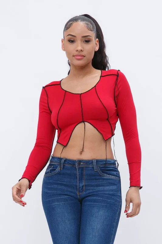 Kendell Red Long Sleeve Top sold by Rockstar Original