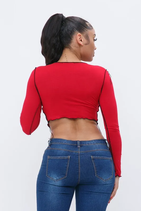 Kendell Red Long Sleeve Top sold by Rockstar Original product image thumbnail 4