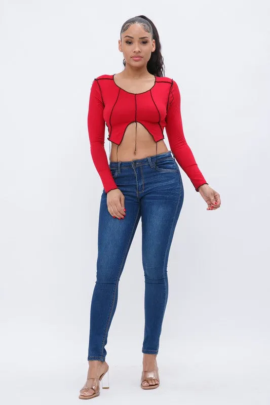 Kendell Red Long Sleeve Top sold by Rockstar Original product image thumbnail 3