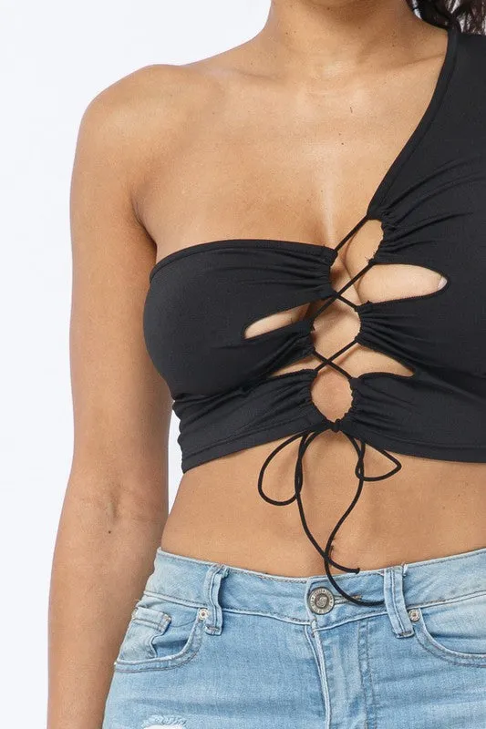 Terrica Black One Shoulder Long Sleeve Top sold by Rockstar Original product image thumbnail 4