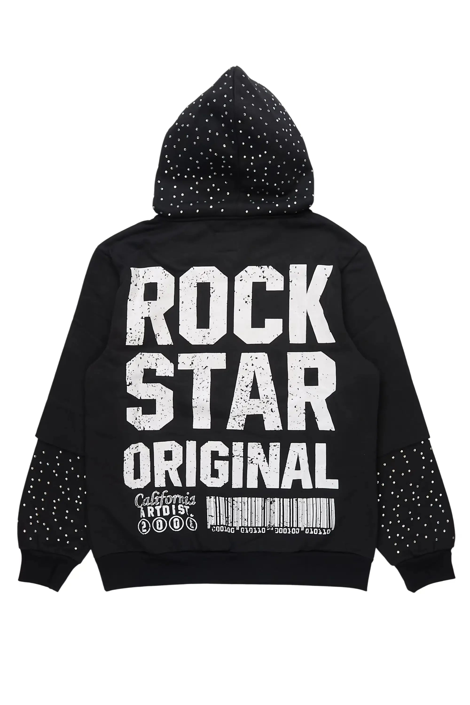 Gabino Black Rhinestone Boxy Crop Hoodie sold by Rockstar Original product image thumbnail 3