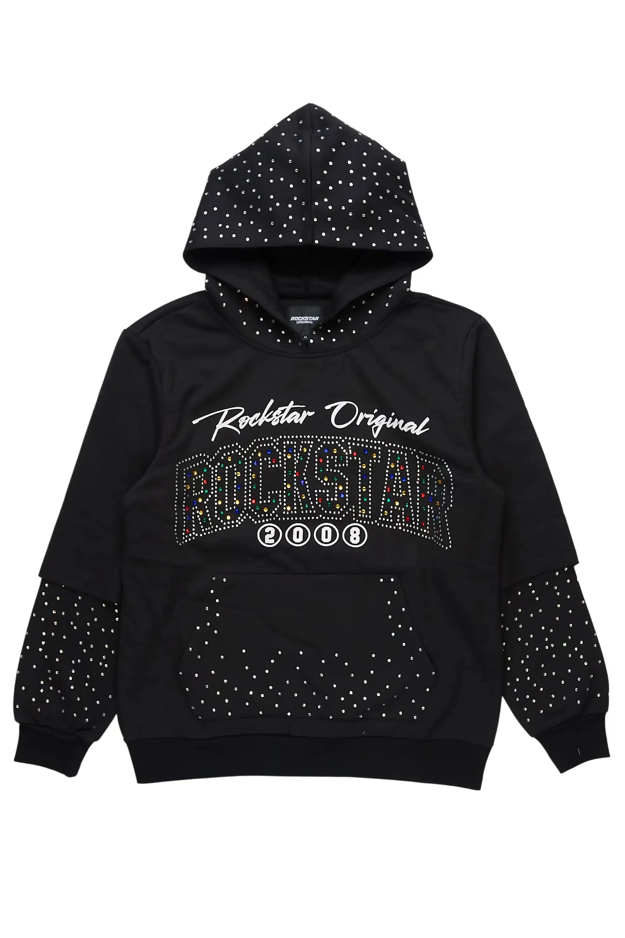 Gabino Black Rhinestone Boxy Crop Hoodie sold by Rockstar Original